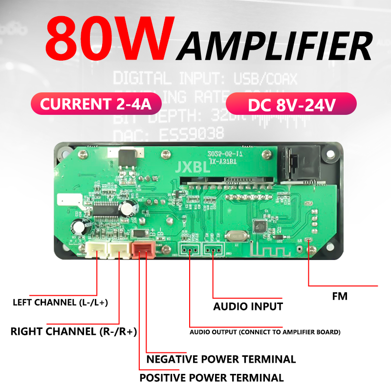 80W Bluetooth 5.0 MP3 Decoder  - огляд і ціна Dac Board